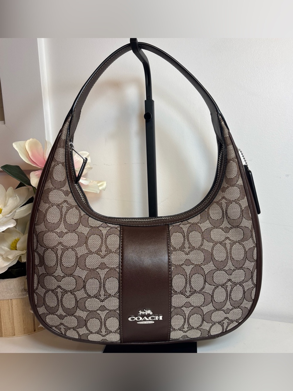 Coach Carmen Shoulder Bag In Signature Jacquard Brown / Oak / Maple